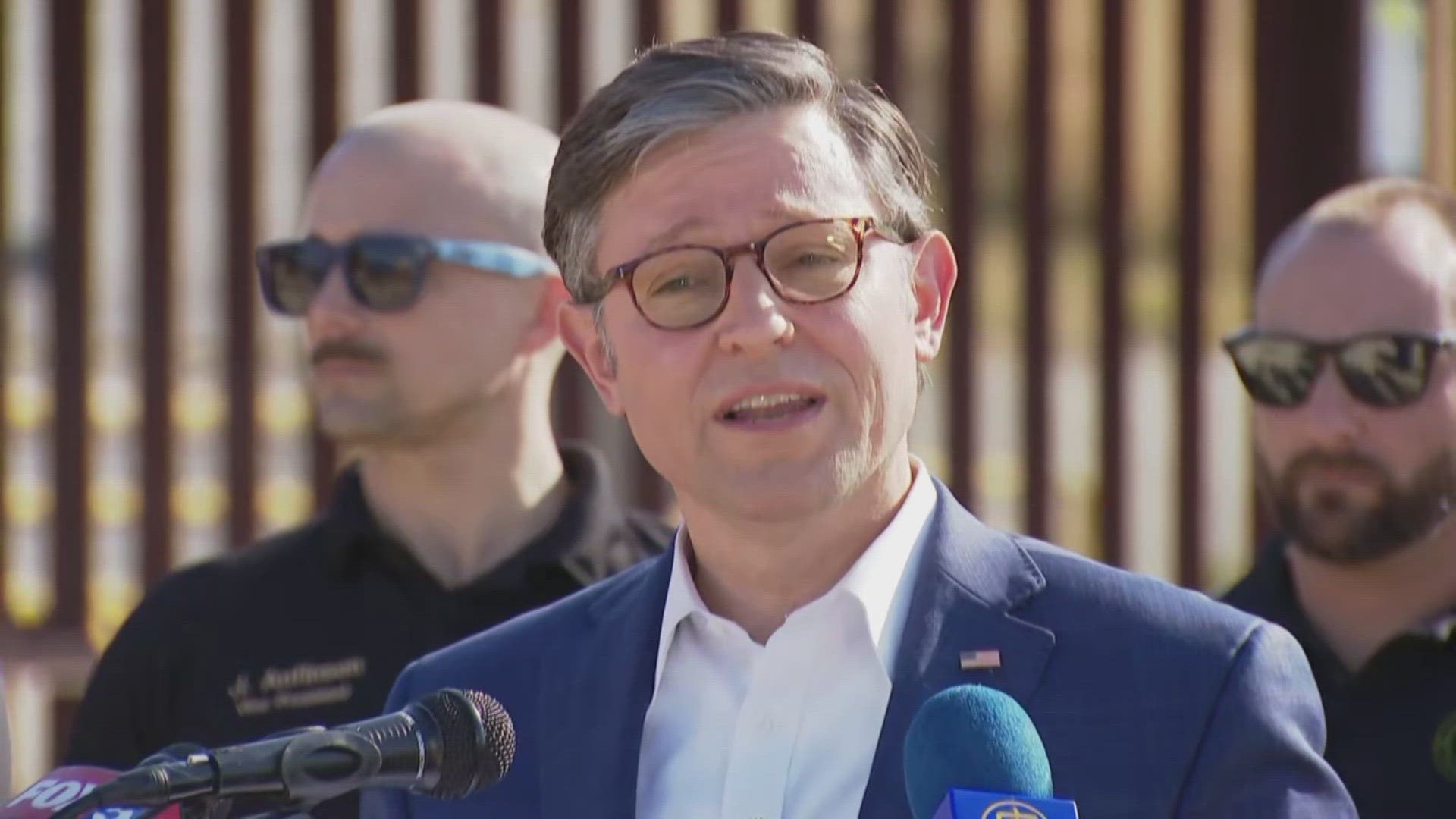 In a press conference from the U.S.-Mexico border in San Diego, Speaker Mike Johnson said Vice President Harris is responsible for border 'disaster'.