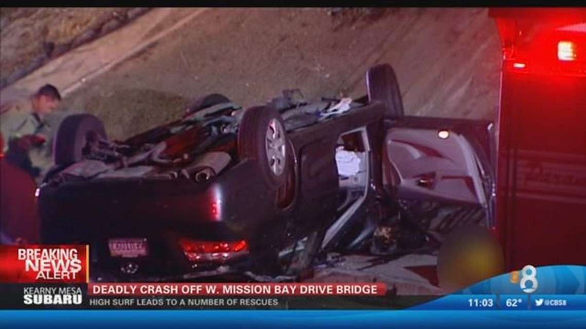 Driver killed after car goes off bridge in Mission Bay | cbs8.com