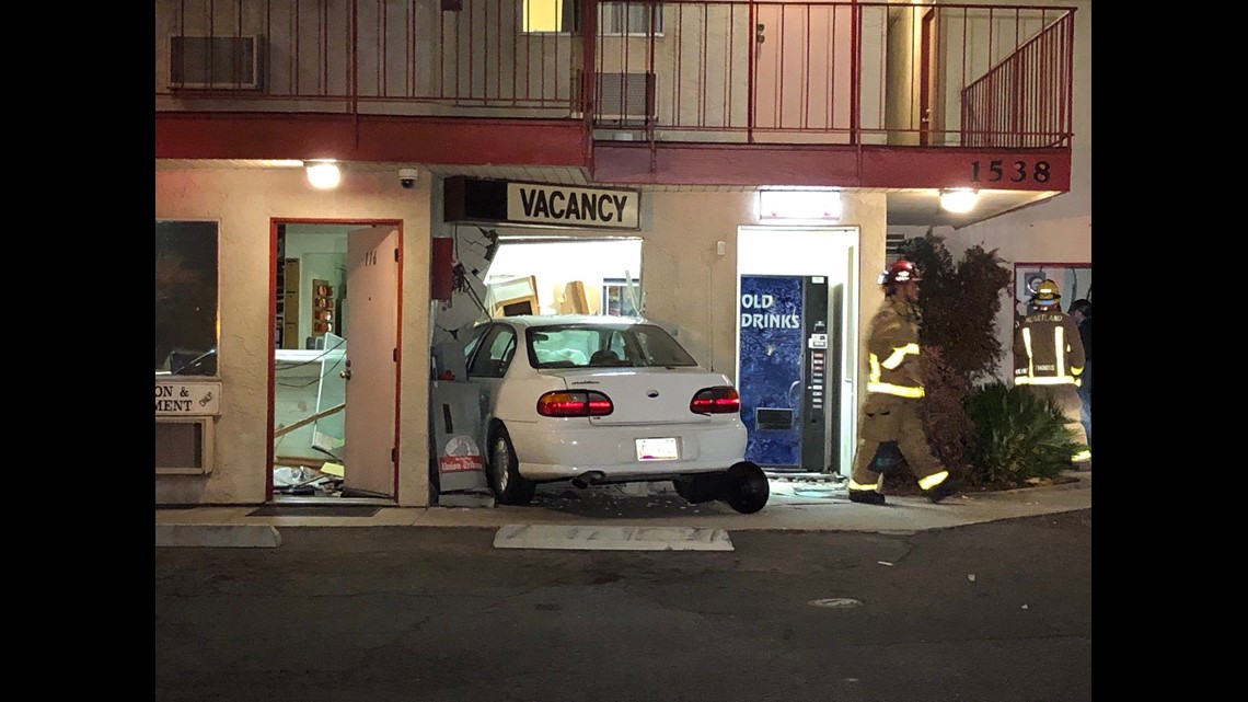 El Cajon Driver slams car into Budget Inn office, faces attempted