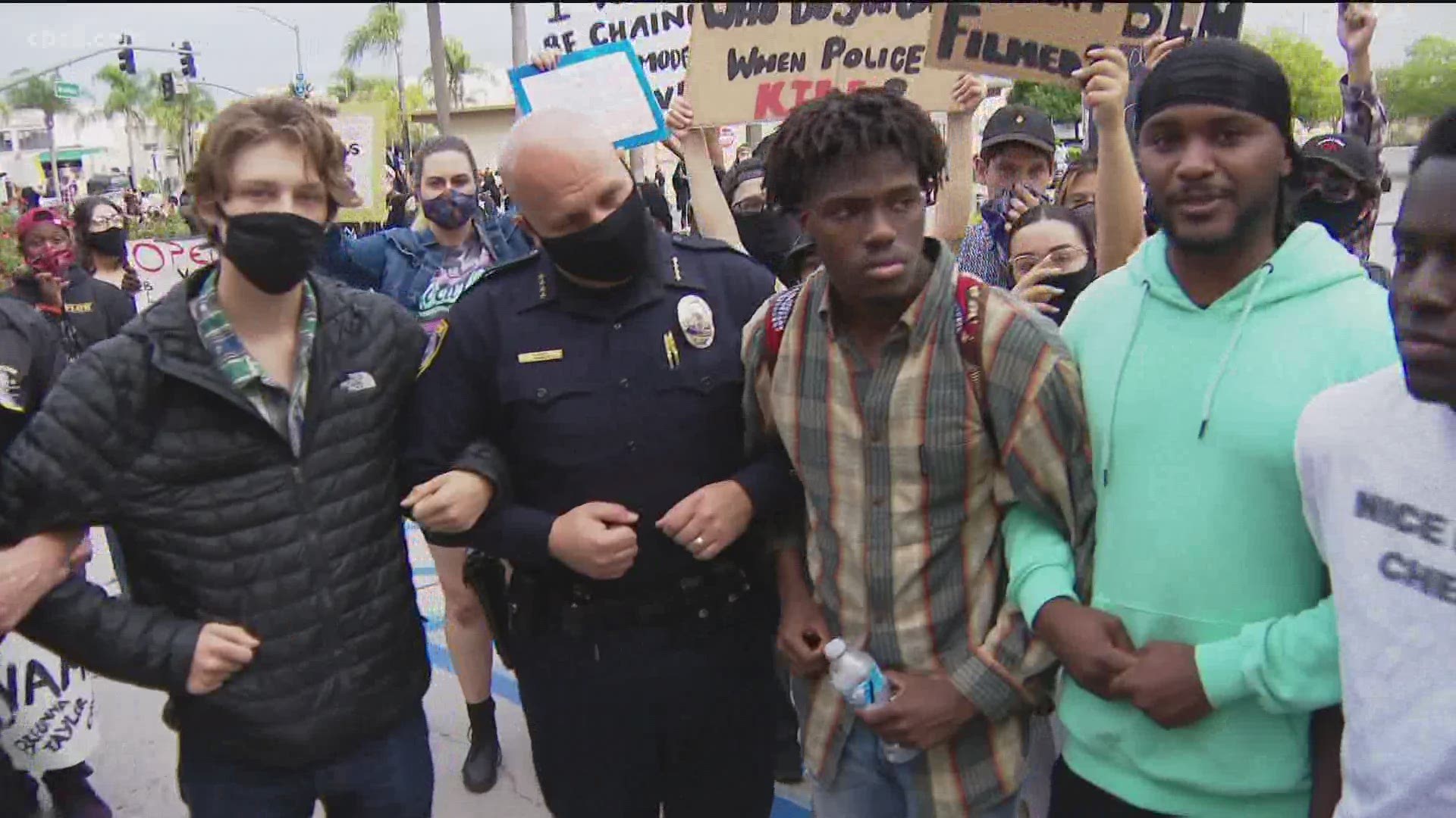 Thousands of San Diegans marched across county against police brutality and chanting, Black Lives Matter.