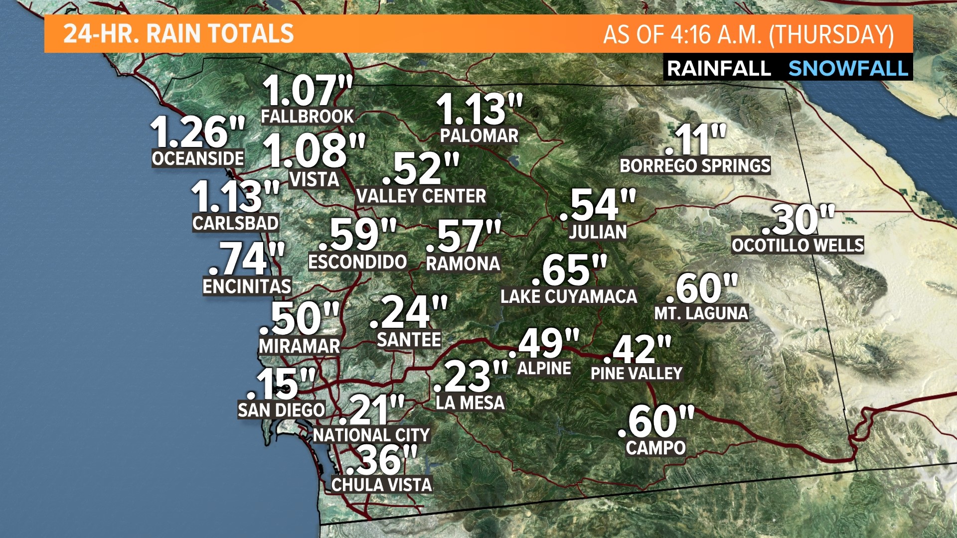San Diego rainfall totals after Wednesday's rain | cbs8.com