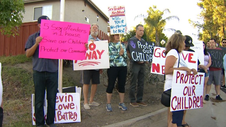 Lakeside residents protest home housing sex offenders