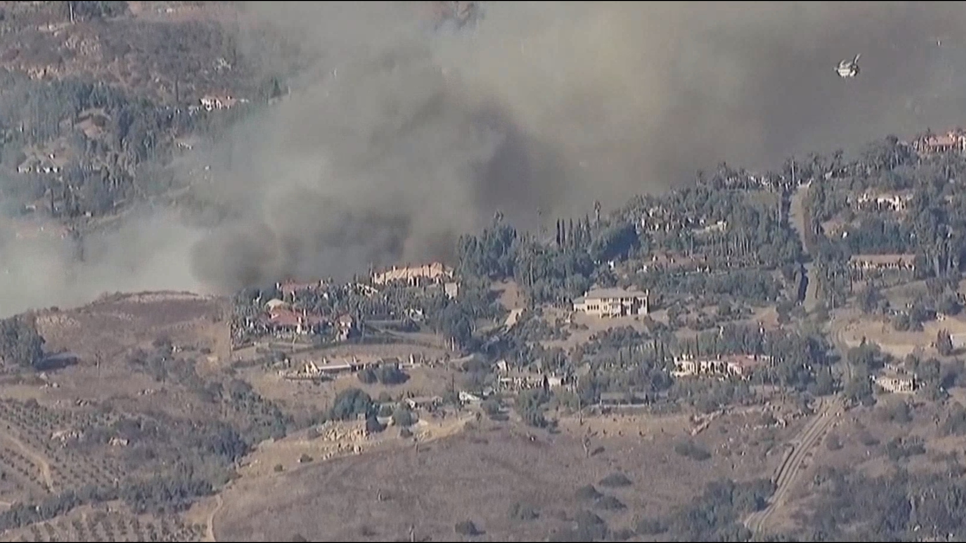 A vegetation fire is burning in 3800 block of Lake Garden Drive in the community of Bonsall.