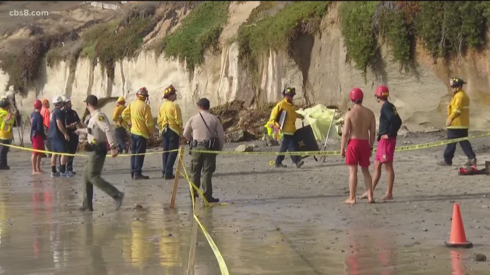 The City of Encinitas on Friday night confirmed three people were killed after a sea bluff collapsed on them on a stretch of ocean shoreline in Leucadia.