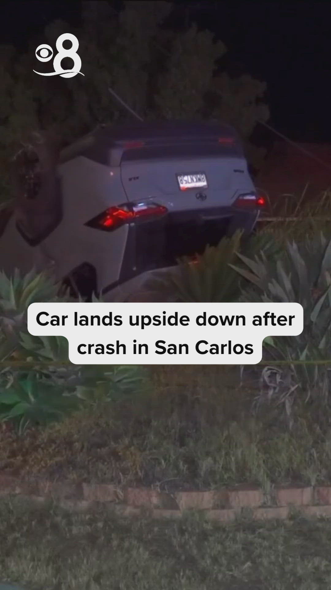 Car lands upside down after crash in San Carlos | cbs8.com