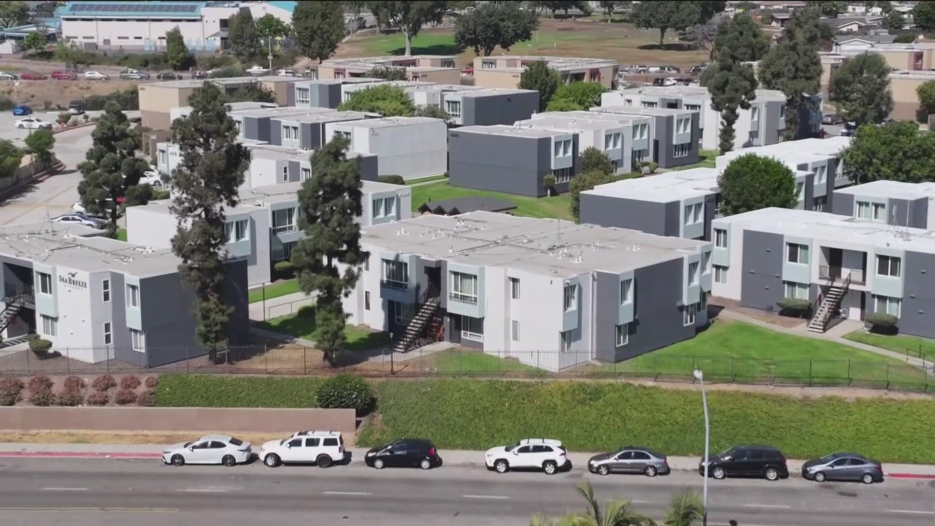 The Sea Breeze Apartments are low-income housing undergoing $150 million renovation supported by the San Diego Housing Commission.