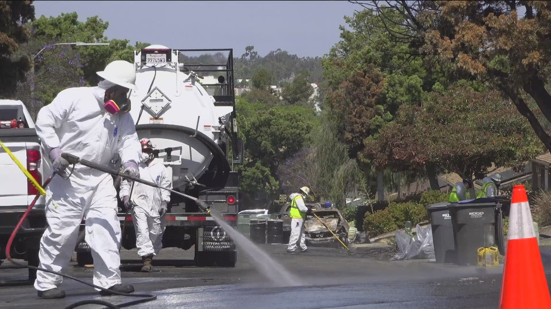 Some families were able to return to their homes in Tierrasanta after a plane crashed into the home on Thursday.