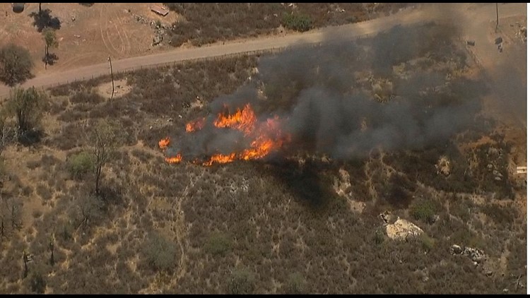 Fire crews make progress on vegetation fire burning east of Ramona in Witch Creek