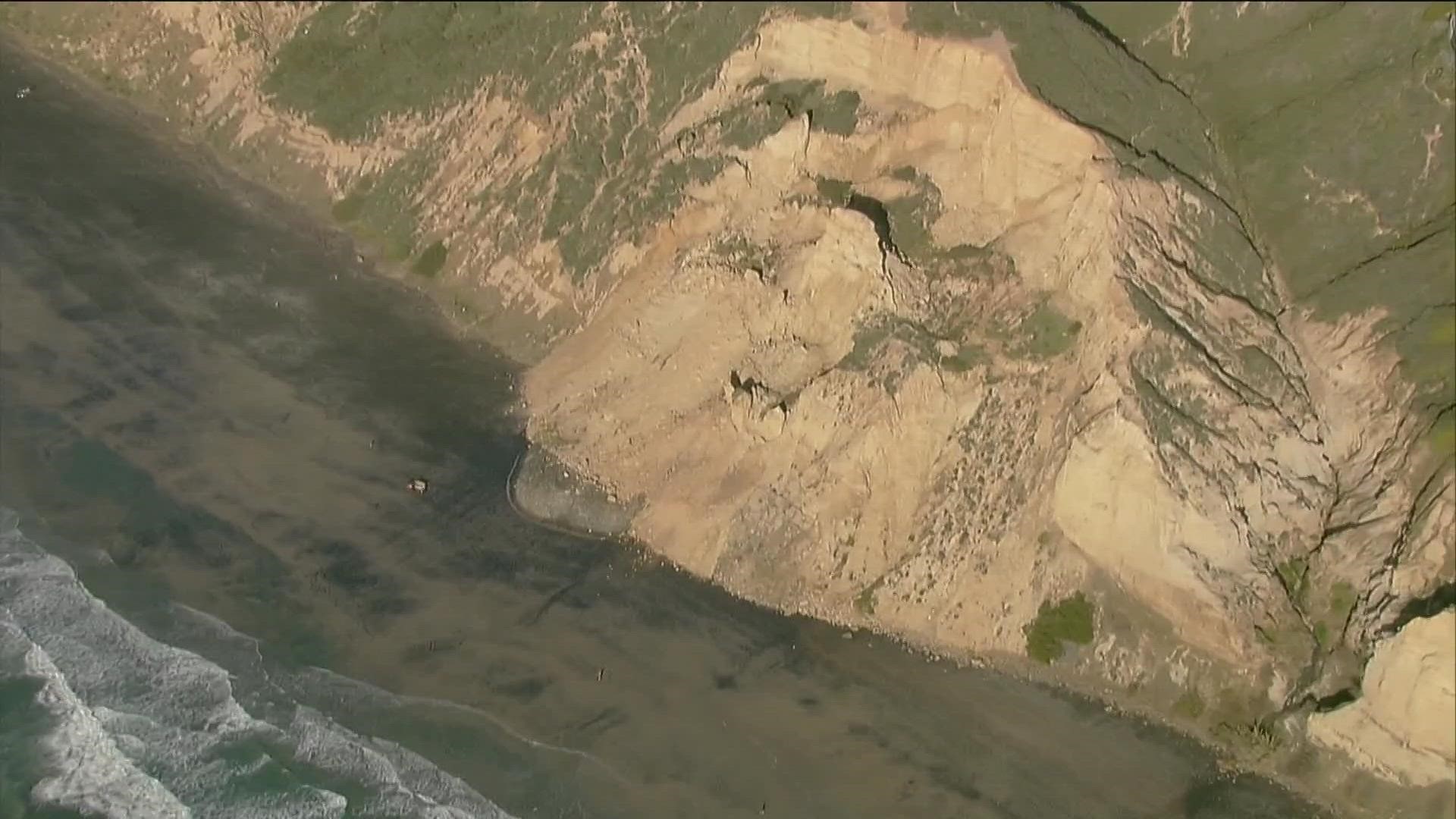 The recent heavy rain and King Tides have made the region's bluffs more unstable. This could be the largest collapse Blacks Beach has seen in 20 years.