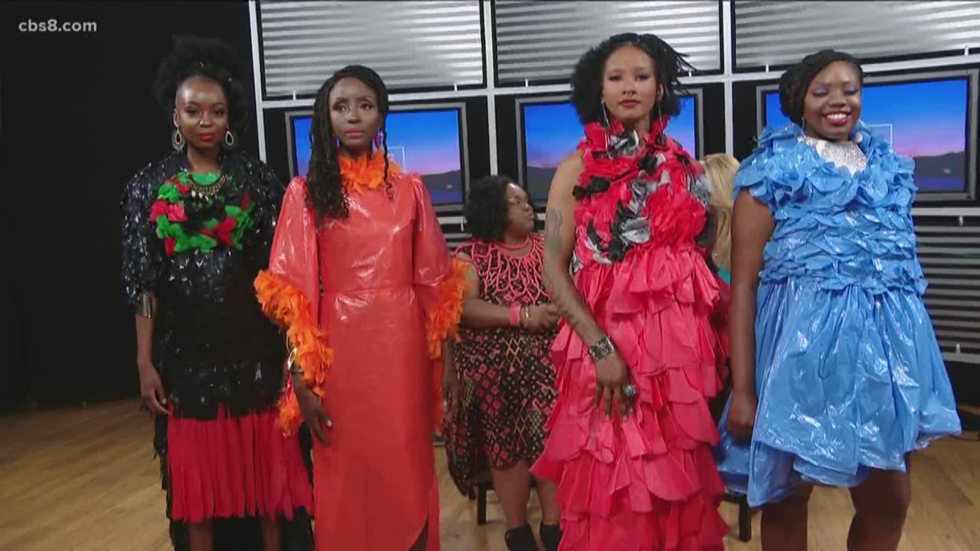 Sharon D. Ibe stopped by the studio to show off her one-of-a-kind trash bag creations.
