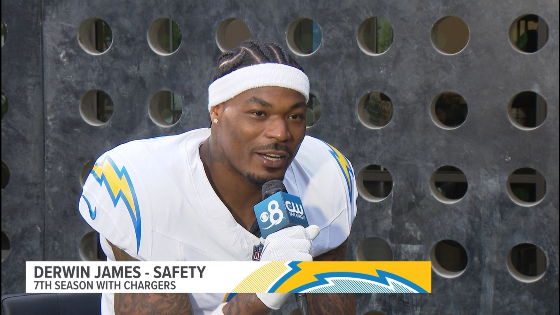 Chargers Safety Derwin James is entering his 7th season with the Bolts and looks to continue to help lead the team's defense.