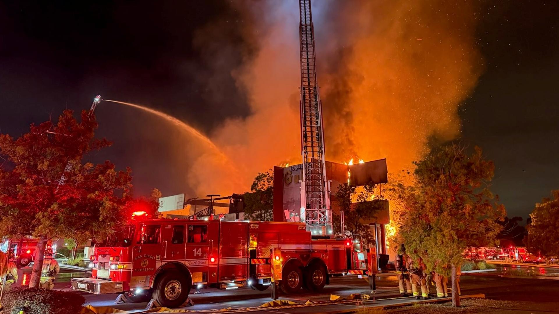 3-alarm fire destroys abandoned office building | cbs8.com