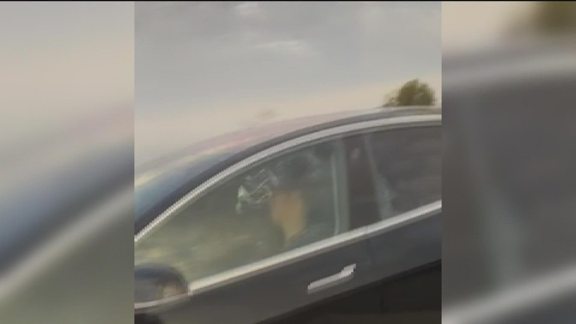 Video shows driver of a Tesla asleep at the wheel