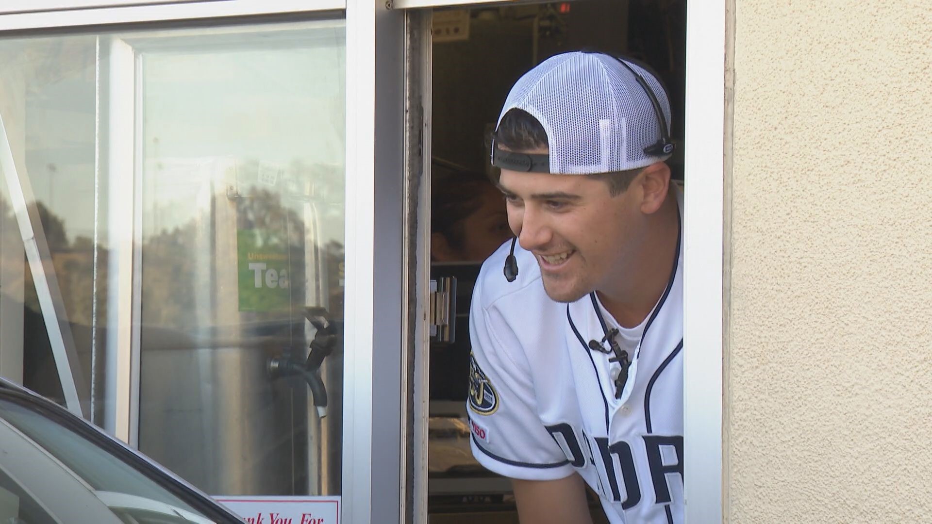 Quantrill greeted fans and served breakfast as part of McDonalds effort to create feel good moments.