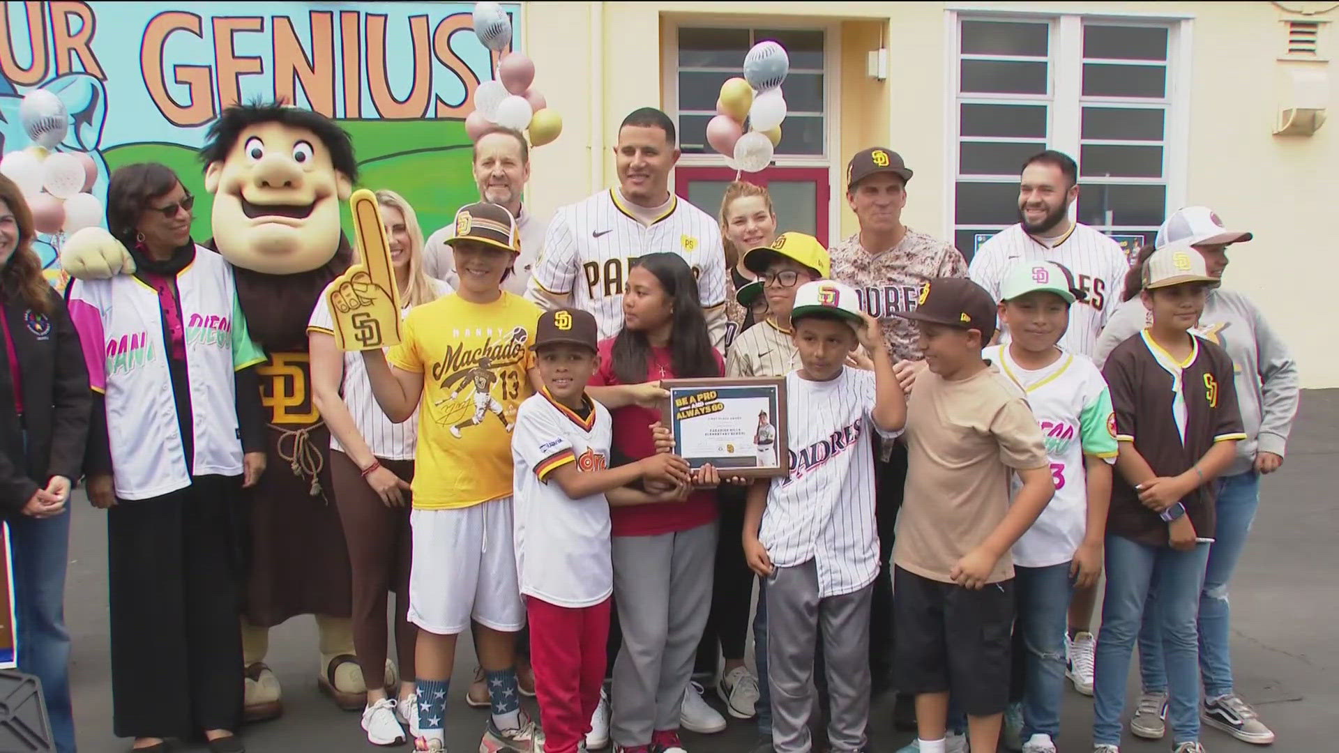 Students in the San Diego Unified School District were rewarded for their good attendance with a visit from Padres all-star Manny Machado.