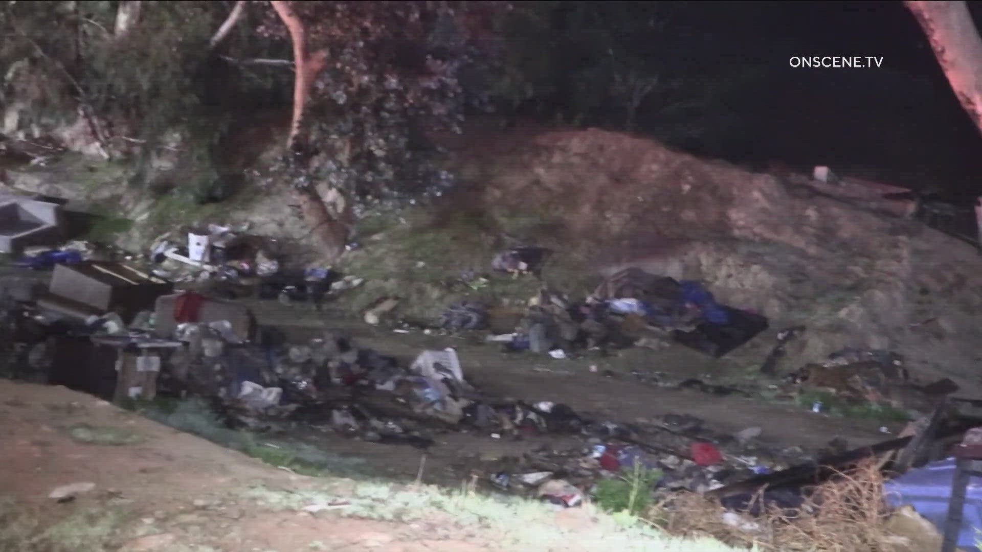 Chula Vista fire crews put out fire at large homeless encampment | cbs8.com