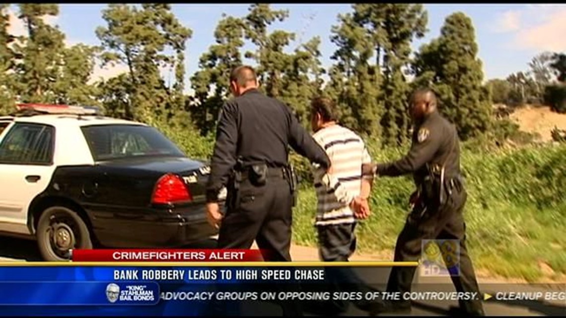 Bank robbery suspect arrested after police pursuit | cbs8.com