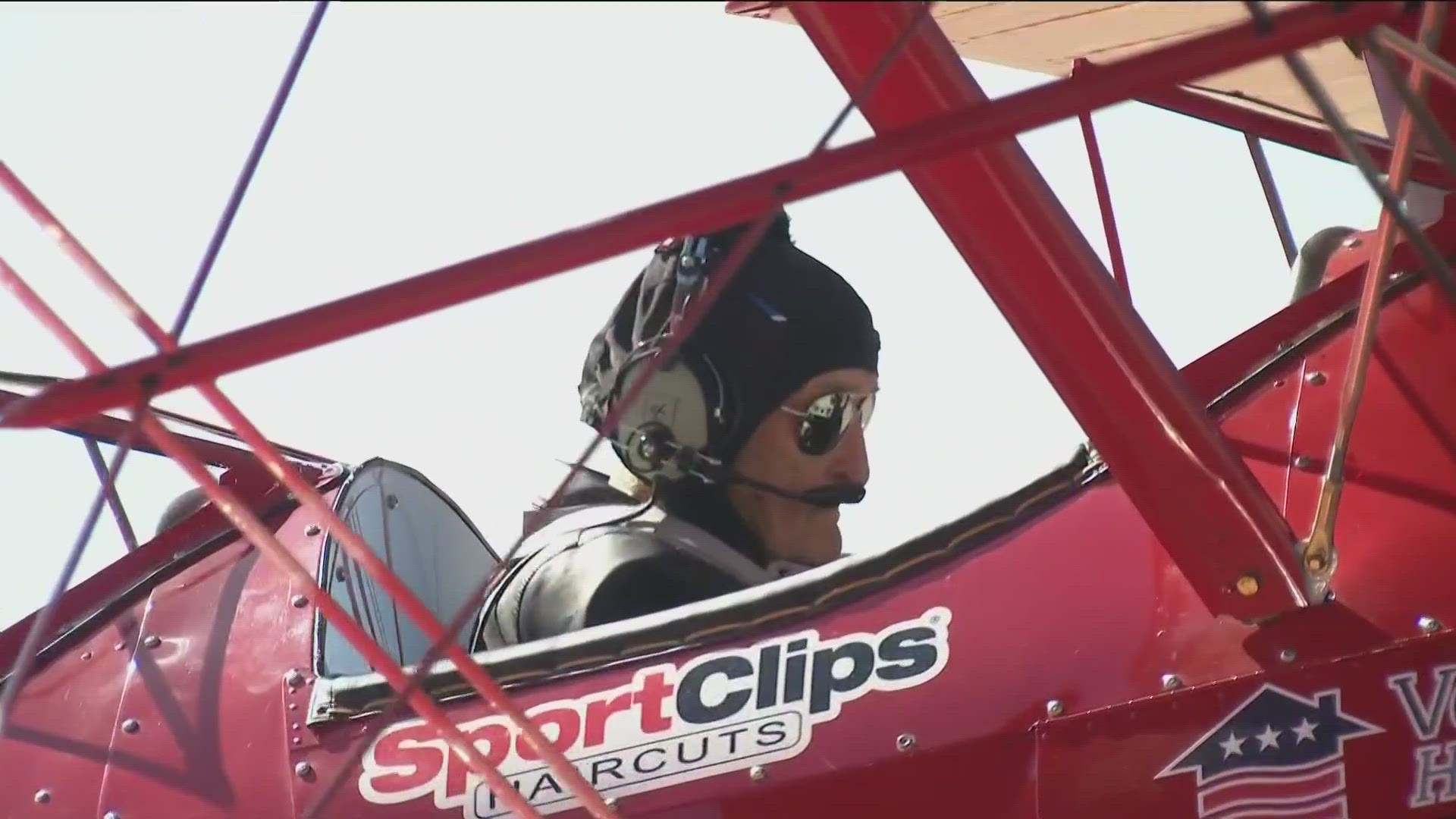 Four World War II heroes were able to ride in an open cockpit bi-plane.