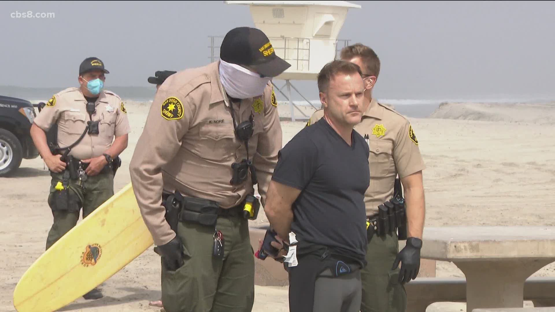 The man was among those issued a misdemeanor citation for violating the stay-at-home order and stepping foot onto a closed beach.