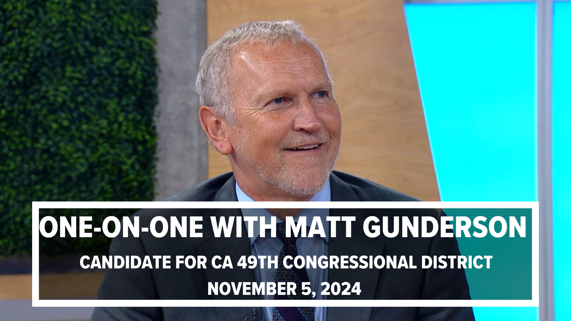 Matt Gunderson sat down with CBS 8 to discuss his candidacy for California's 49th seat in the U.S. House of Representatives.