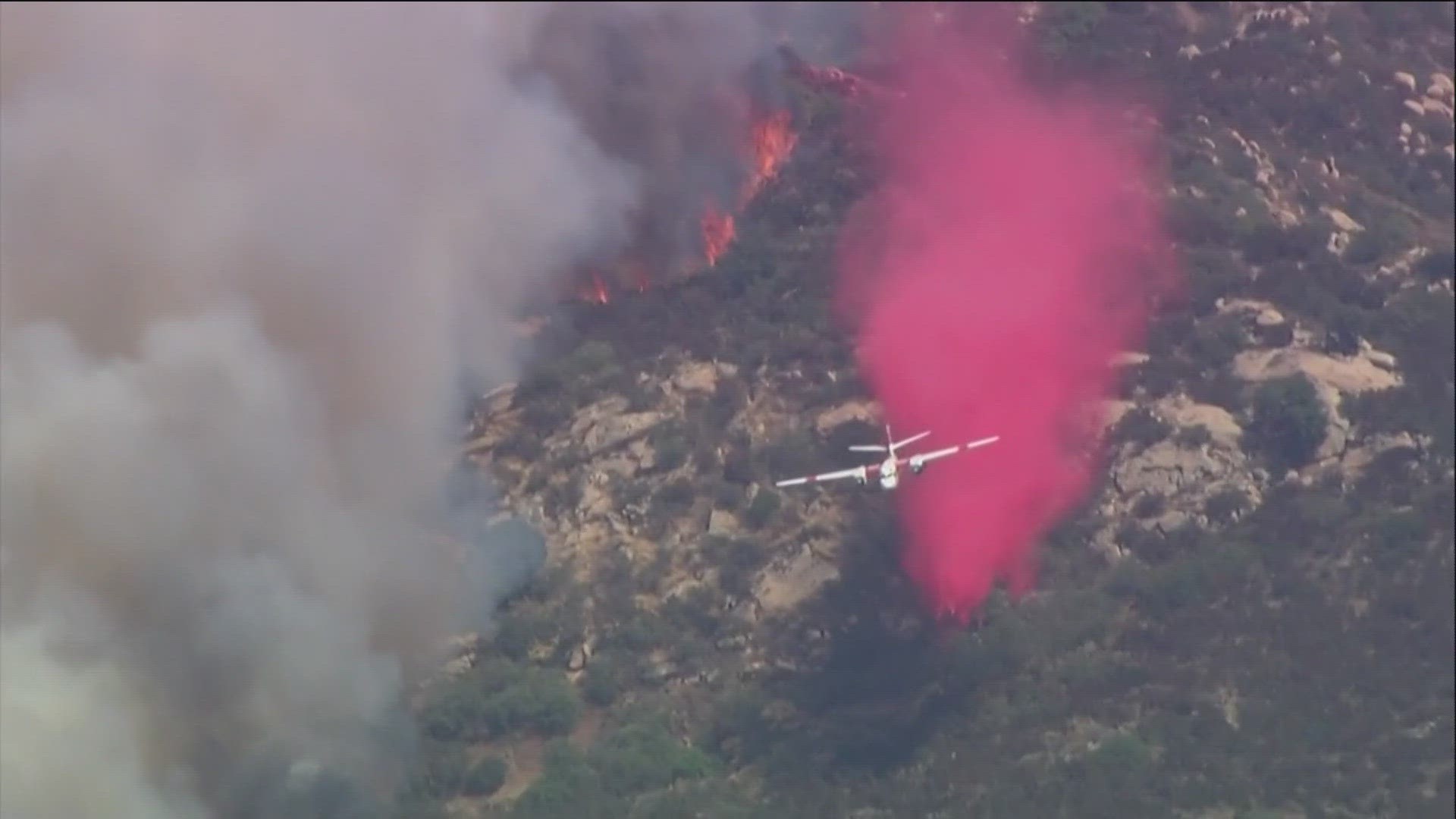 The blaze started in Ramona near Chuck Wagon Road. An evacuation has been issued for those near Bunnie King Lane and San Vicente Road.