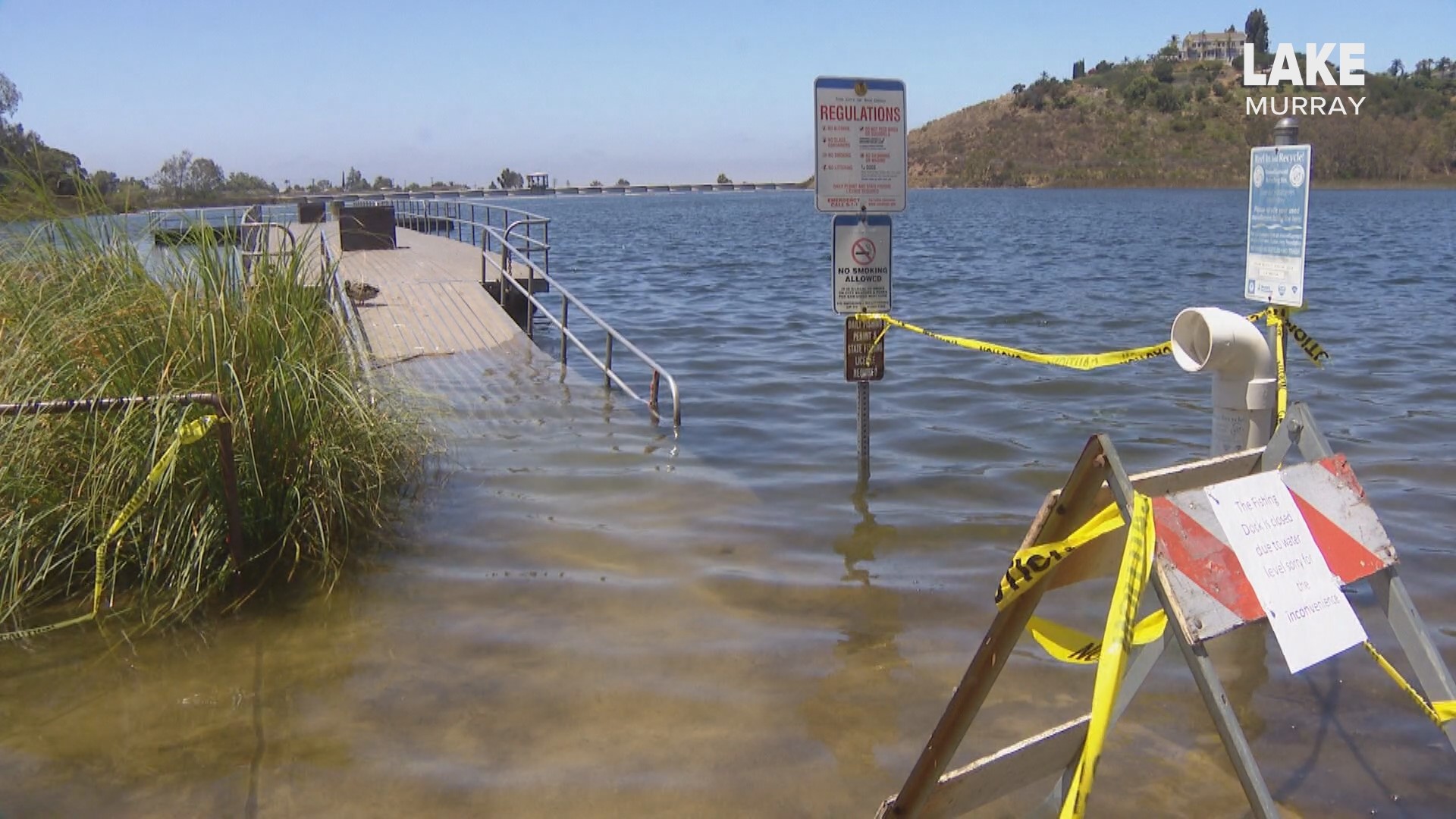 Scenic views of Lake Murray where the water has rose around four feet in a matter of weeks making access to the lake difficult for many San Diegans.