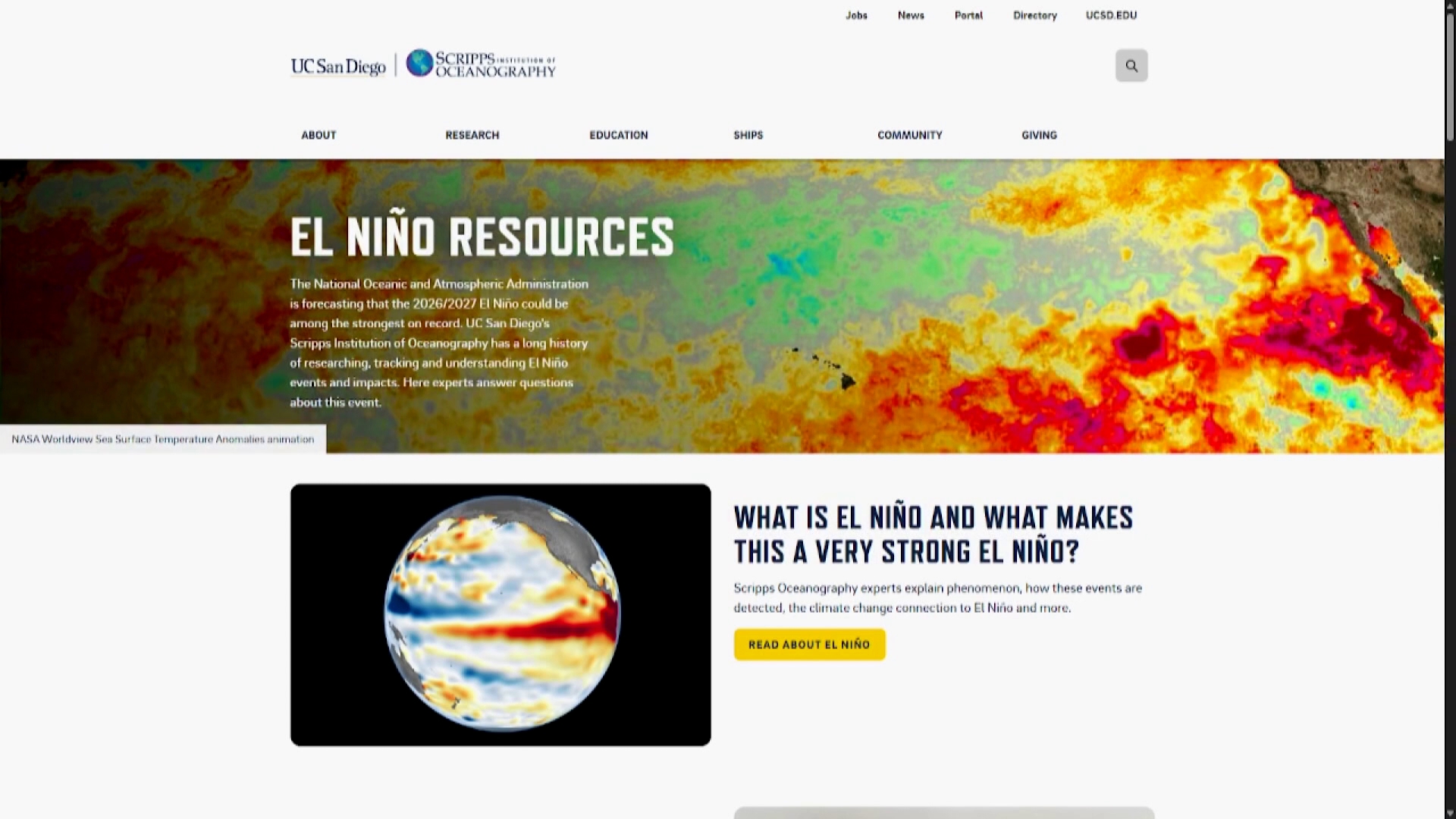 Scripps launches El Niño information hub with coastal forecast tools