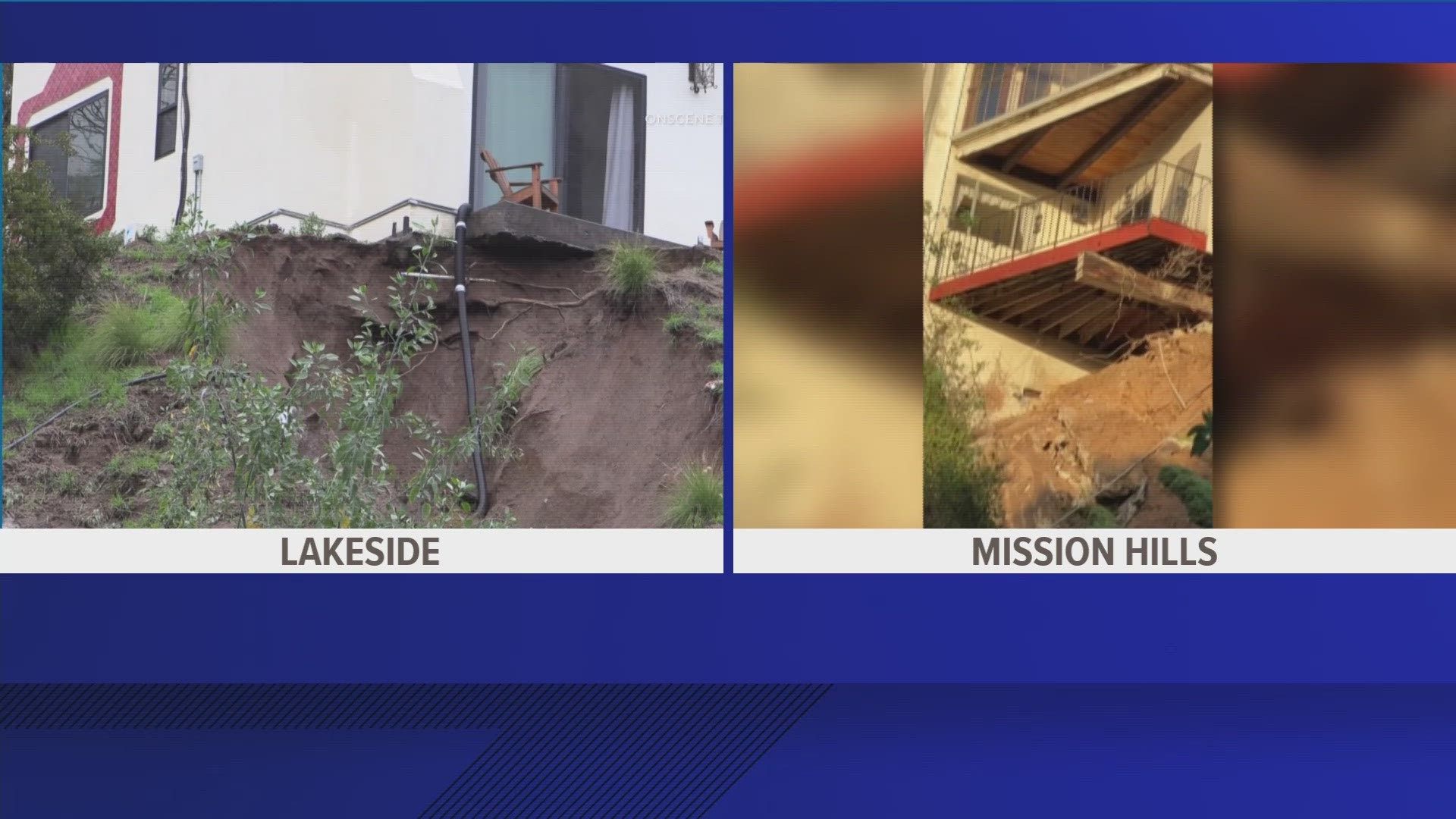 Two Mission Hills homes may have to be evacuated after a mudslide left a hilltop home at risk of collapsing.