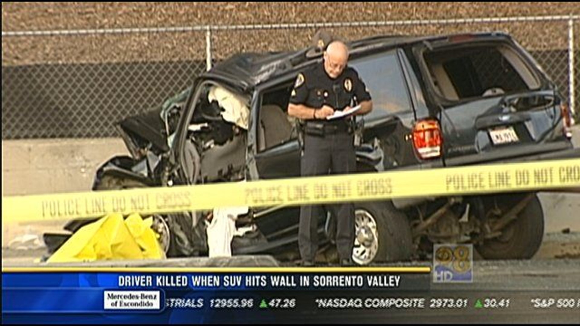 1 dead after SUV crash in Sorrento Valley