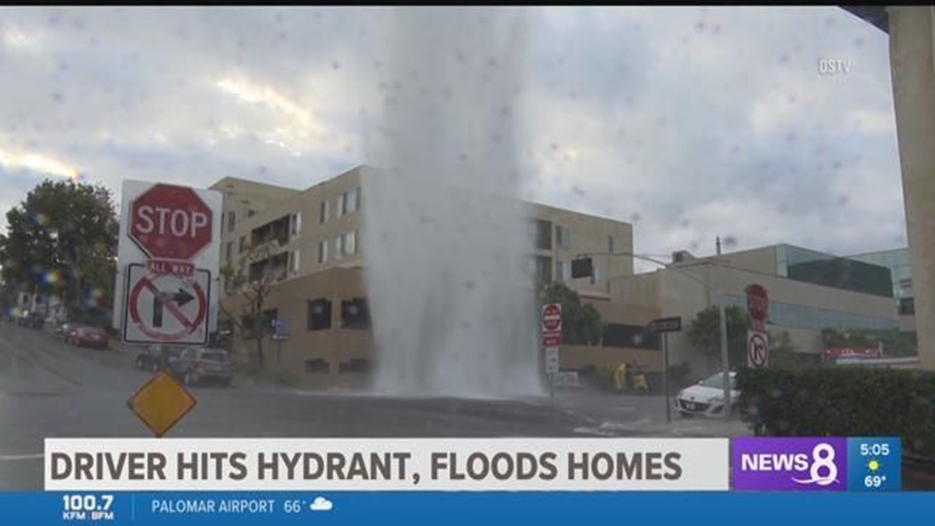 Car shears off hydrant in Bankers Hill causing flooding in nearby homes ...