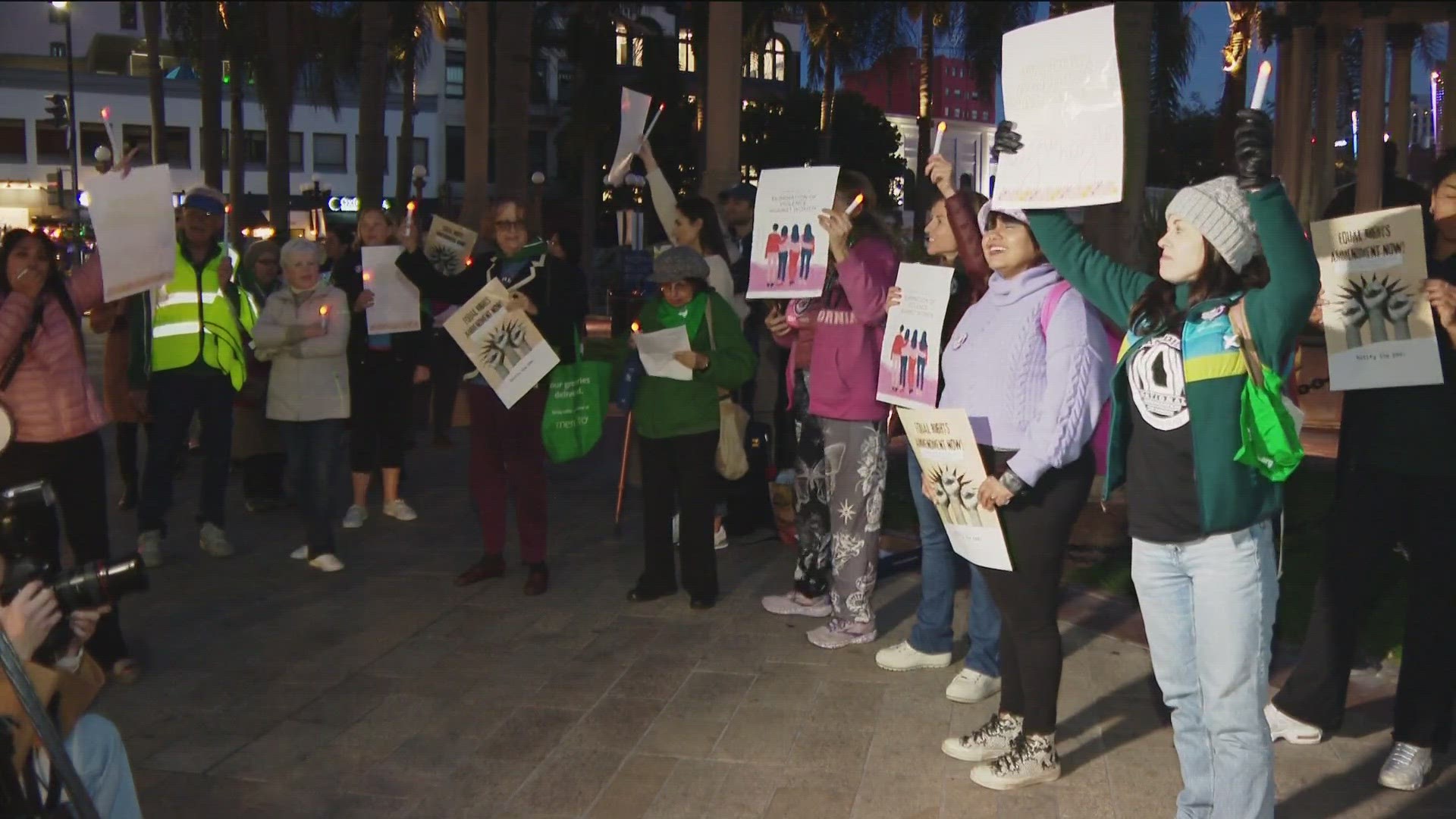 San Diego celebrated in many ways, including a coalition of feminist groups and allies, who marched through Downtown San Diego.