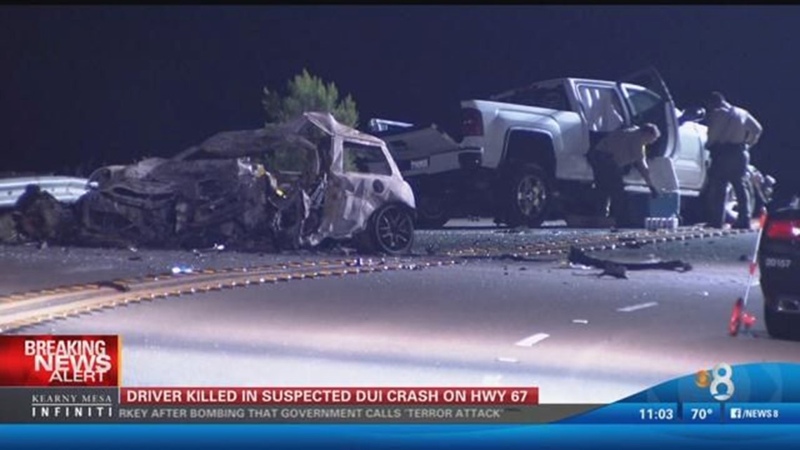 Driver killed in suspected DUI crash on Hwy 67 | cbs8.com