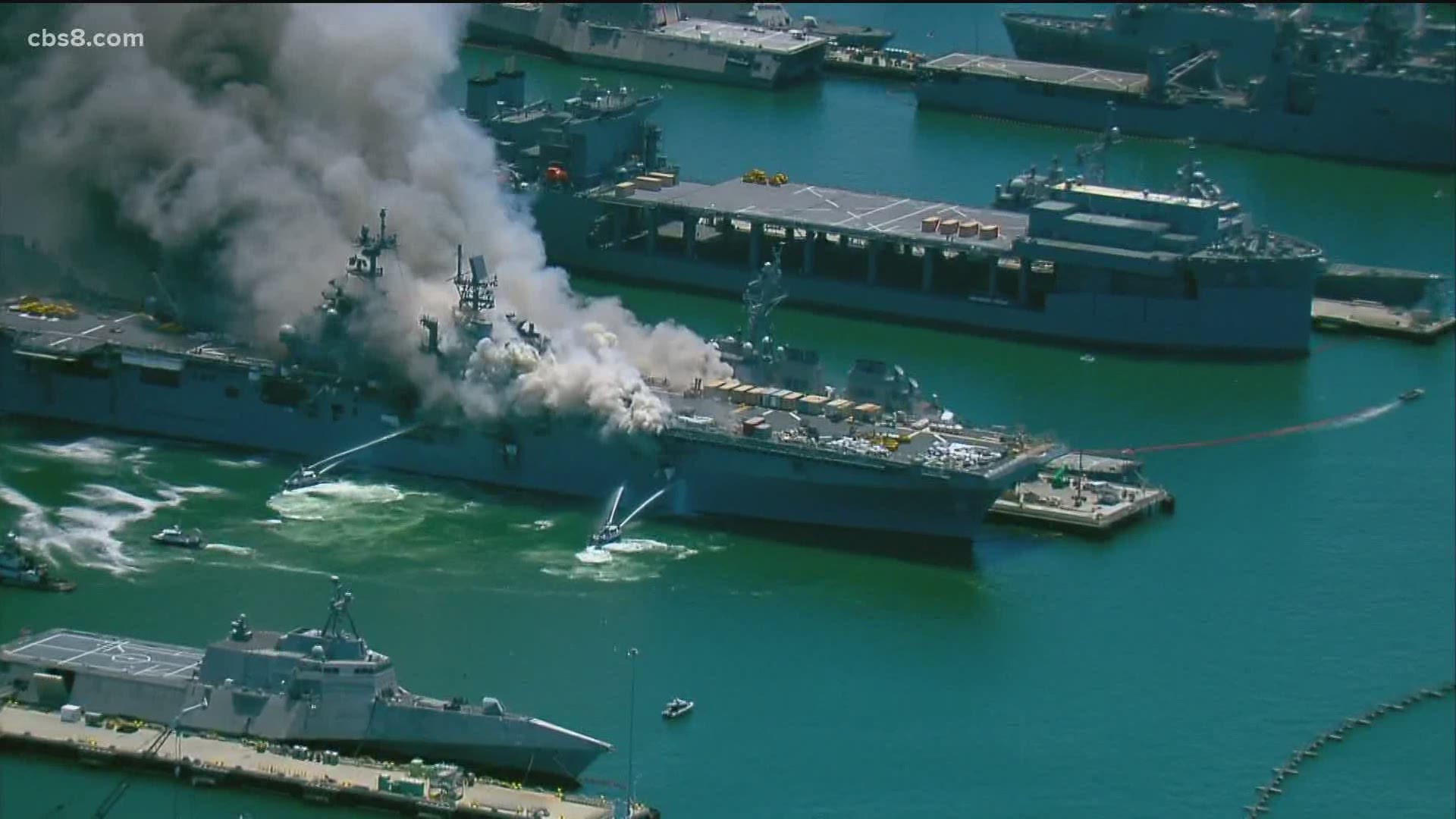 There were 160 sailors and officers aboard the ship when the fire broke out.