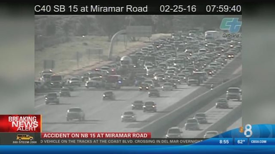 Major traffic delays after crash on I15 in Miramar