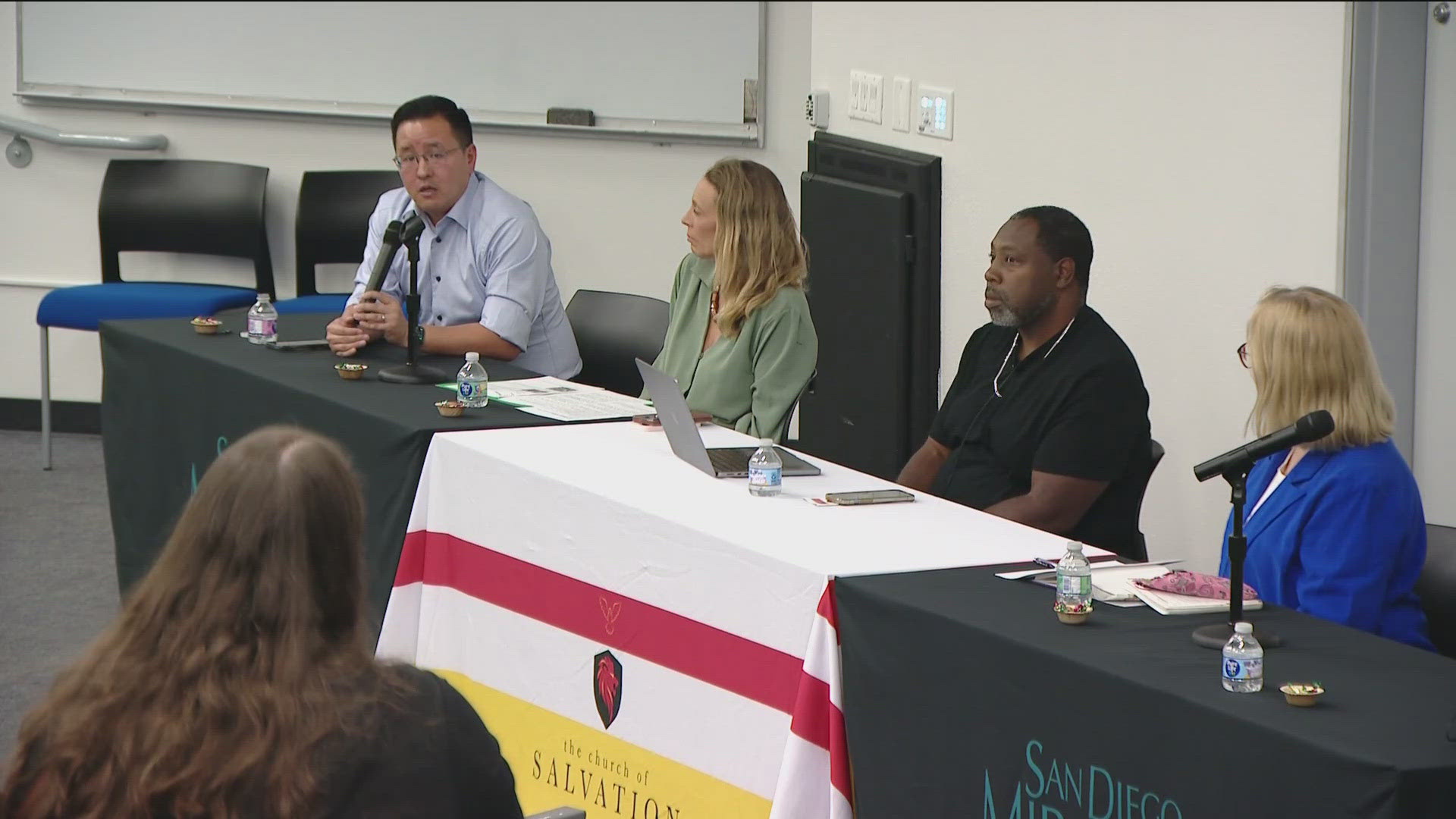 City councilmember Kent Lee and County Supervisor Terra Lawson Remer addressed people's concerns about what's being done to solve homelessness in the area.