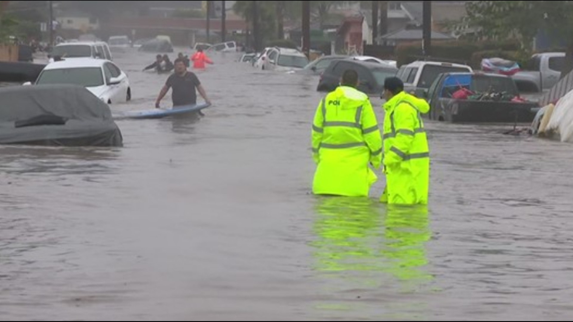 CBS 8 drone footage above Southeastern San Diego after the January 22 floods