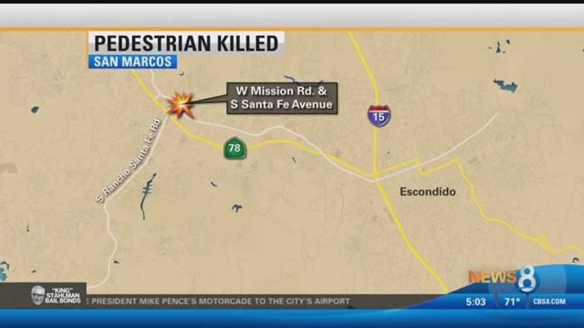 Pedestrian struck and killed by car in San Marcos | cbs8.com