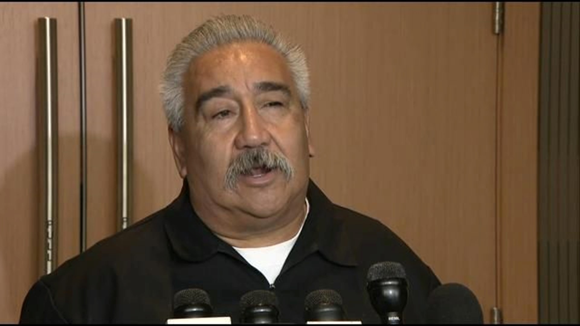 Pablo Trevineo speaks outside courtroom