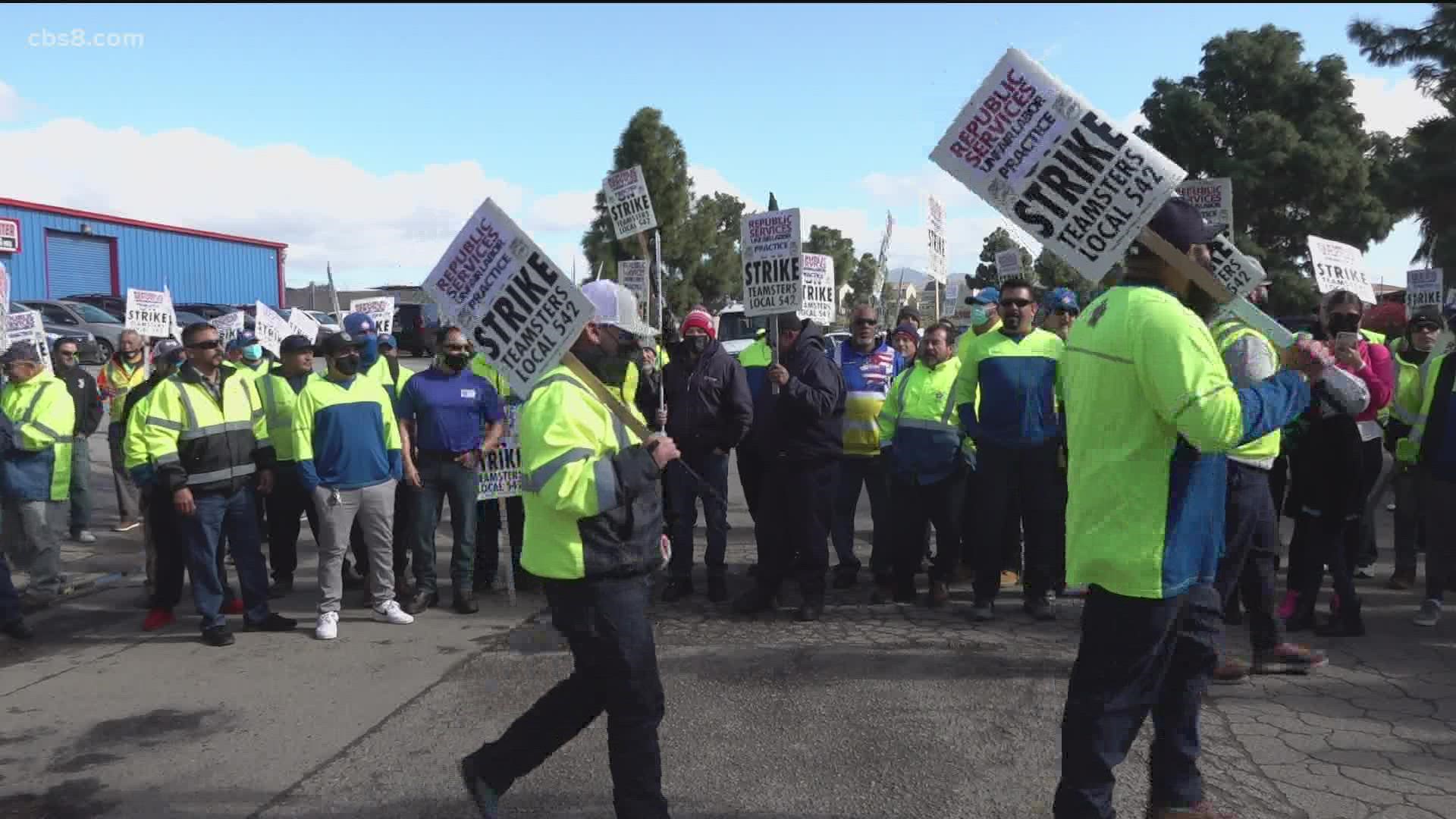 More than 250 Republic Services sanitation workers have been on strike for more than week asking for safer work conditions, higher pay and improved trash trucks.