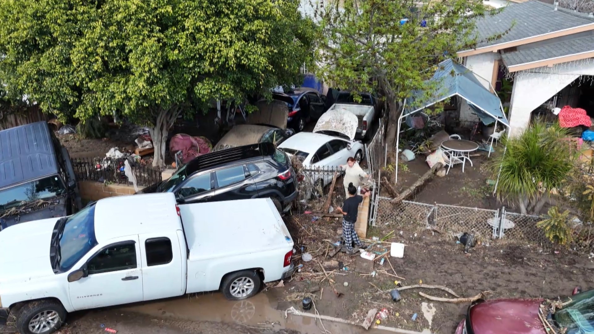 CBS 8 Drone video captures the damage in South Crest neighborhoods after a powerful storm caused swift flooding across San Diego.