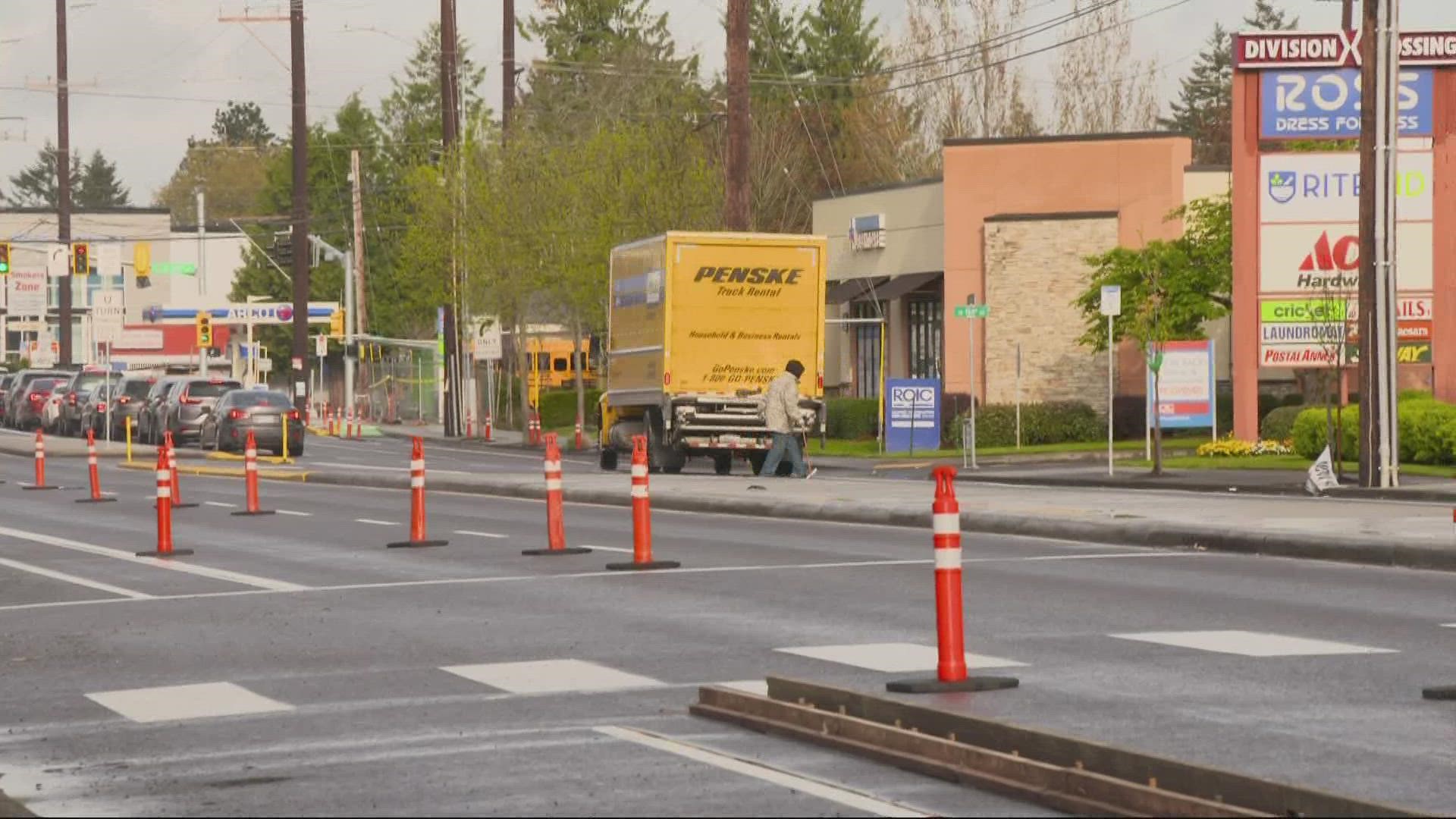 Construction work continues on a series of safety upgrades to outer Division Street in East Portland. Neighbors weigh in on the project.
