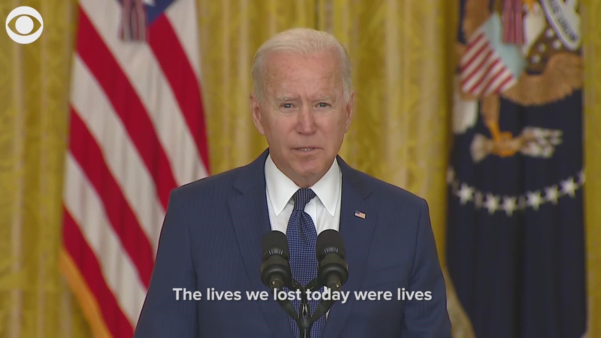 President Biden on Thursday addressed the attacks in Kabul, Afghanistan that killed U.S. service members others at the airport.