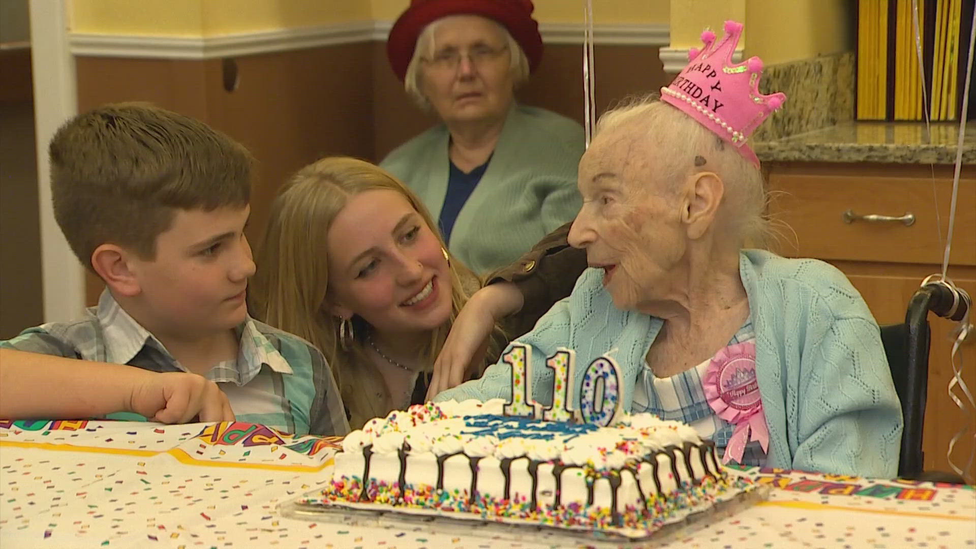 A birthday party featured a visit from two miniature horses and about a dozen great-grandchildren.