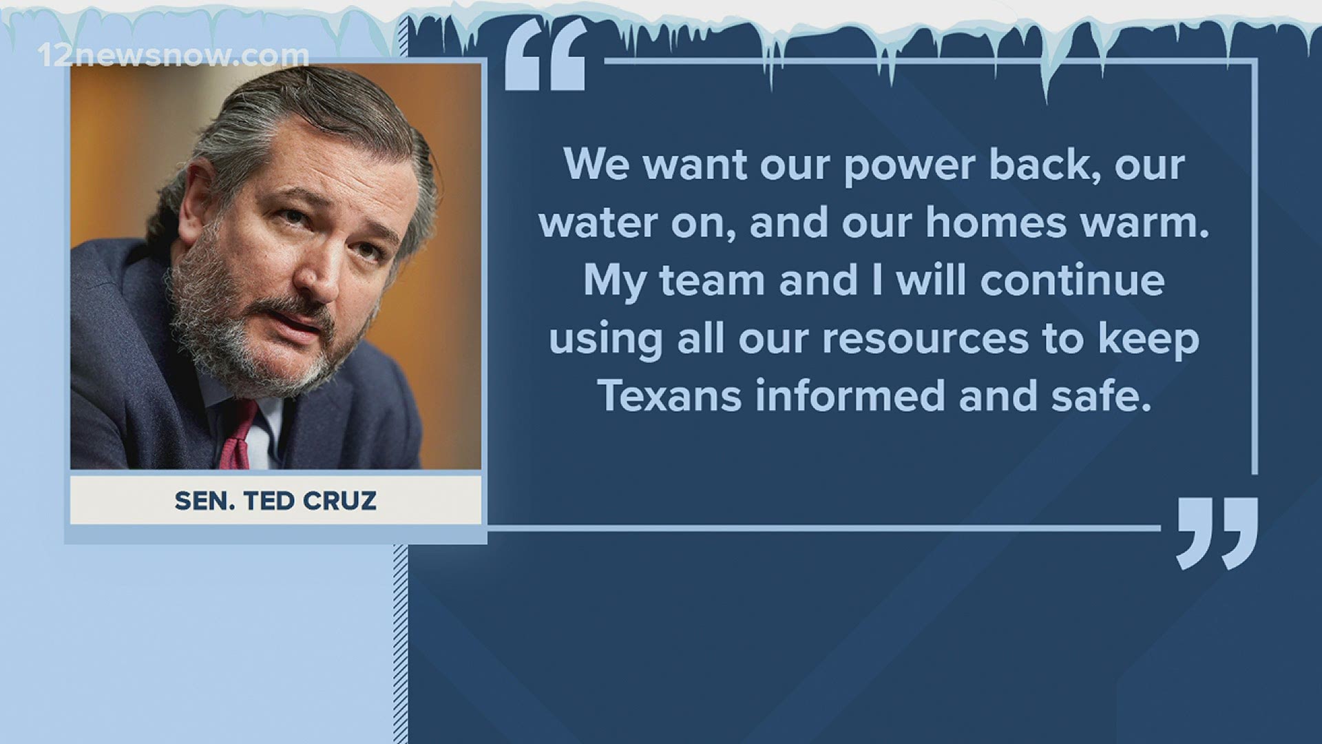 The Senator is facing backlash for taking the trip while Texans face a winter storm that has left millions without power.