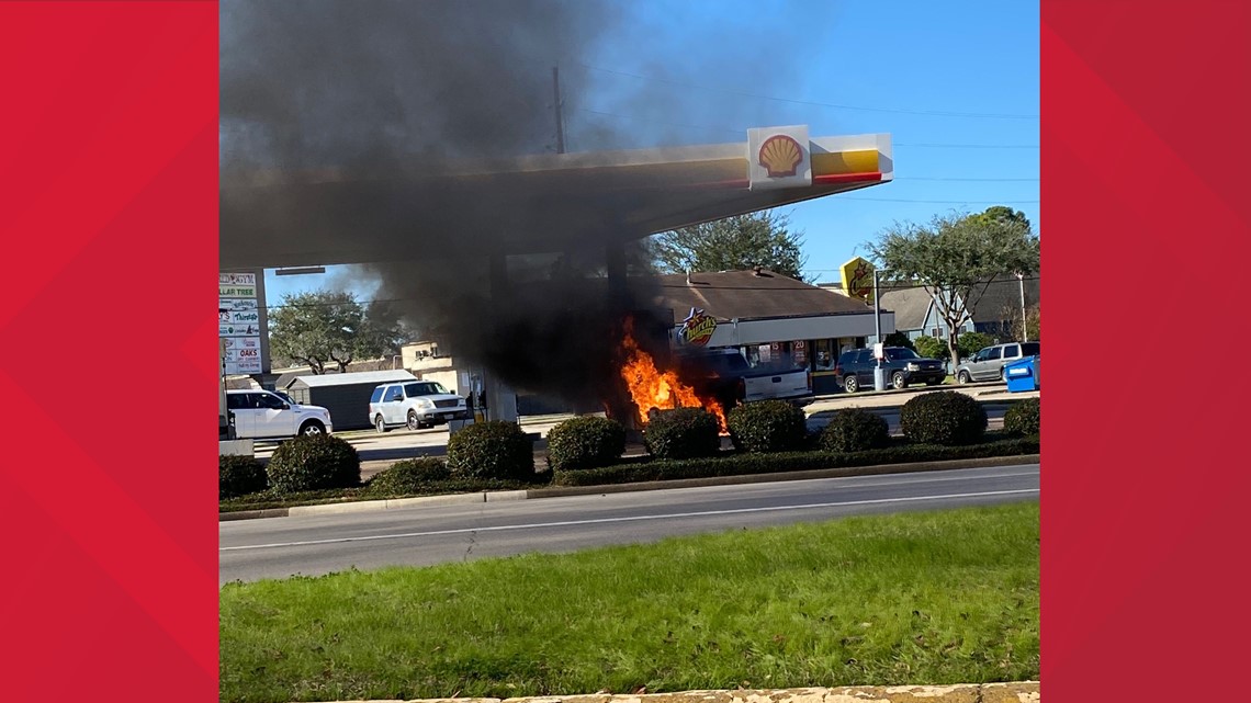 Pickup Truck Catches Fire At Beaumont Gas Station Cbs8com