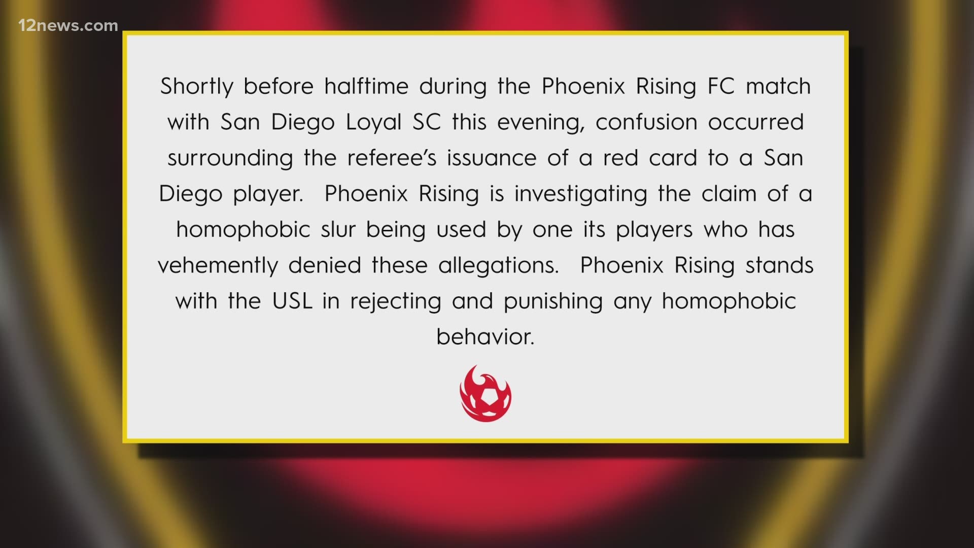 The Phoenix Rising incident comes just one week after San Diego Loyal forfeited a game due to a racial slur.
