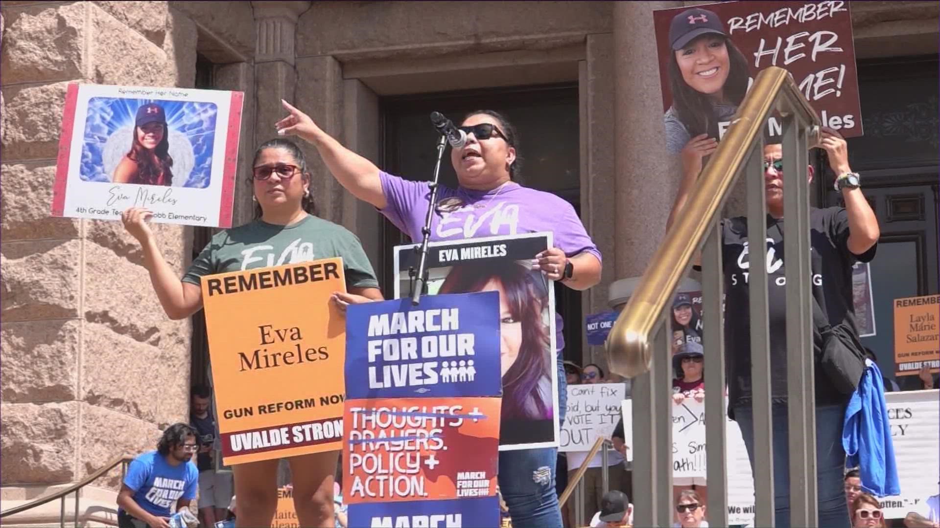 Many gathered for the March For Our Lives rally, calling on Gov. Abbott to call a special session to pass stricter gun laws.