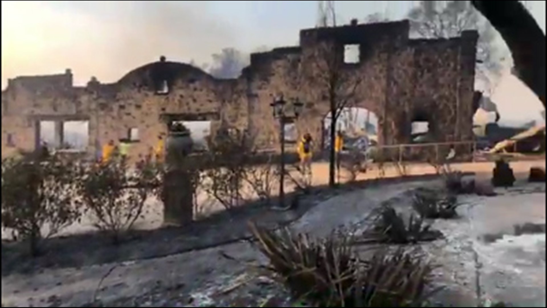 As day breaks in Healdsburg, Calif., devastation caused by Kincade Fire at historic Soda Rock Winery is revealed. Carlos Herrara was there, live on Facebook.