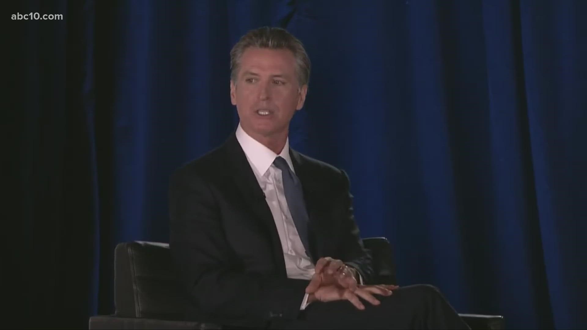 During his one-on-one interview at the summit, Newsom explained his rare hiatus from public view and said he canceled a trip to an international climate conference.