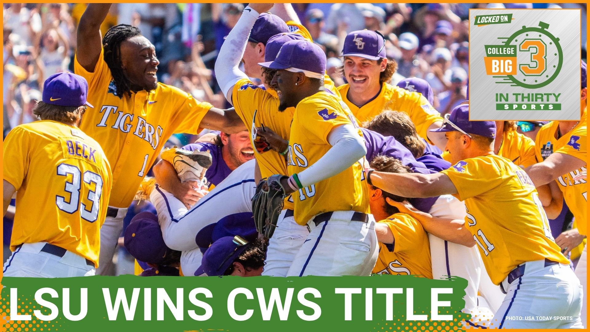 LSU wins the College World Series by taking down Coastal Carolina and Wisconsin sues Miami for tampering. Michigan State flips a four-star receiver recruit.